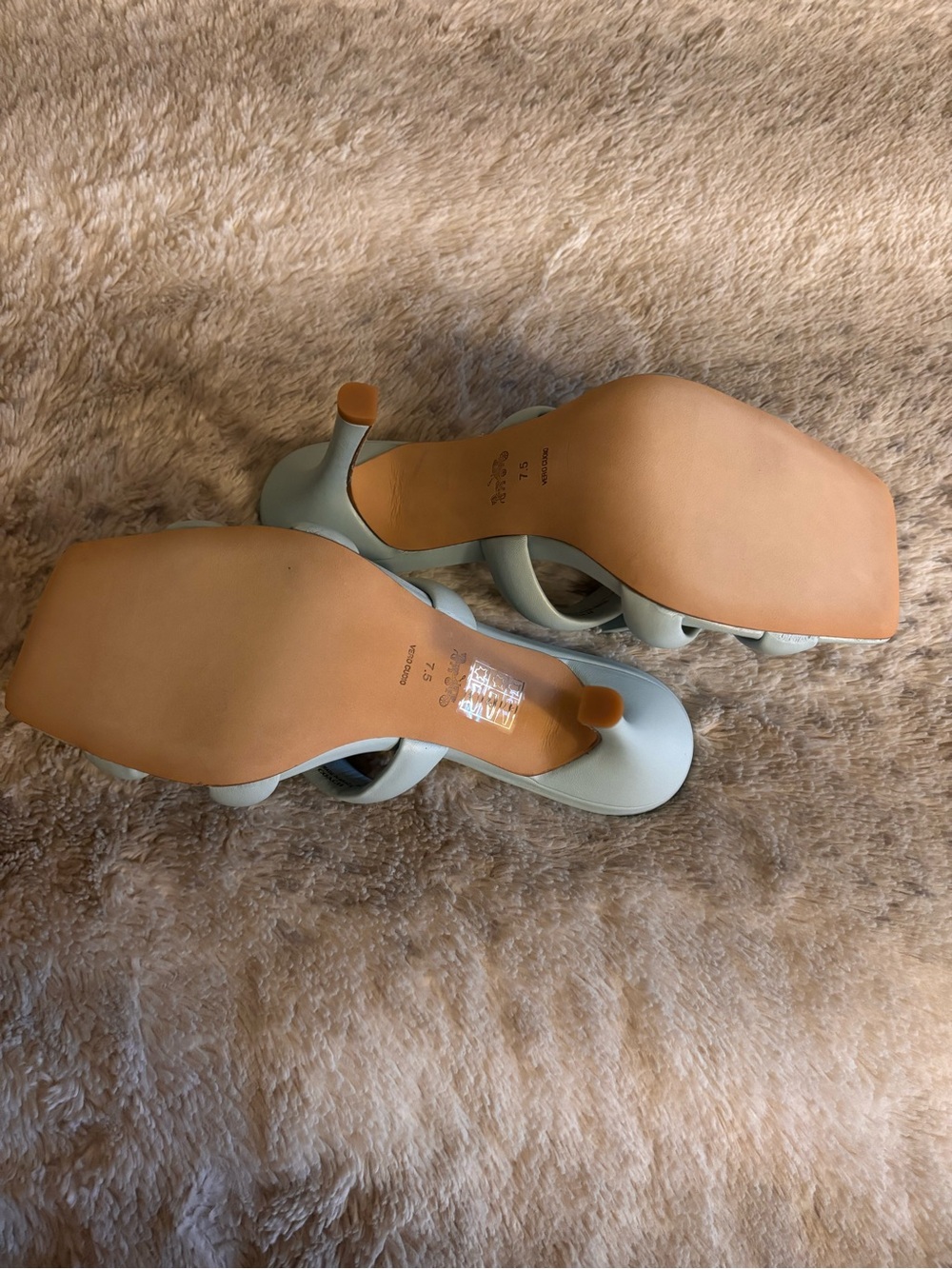 Coach Women's Pale Blue Braided Leather Slide Mules - Picture 4 of 5